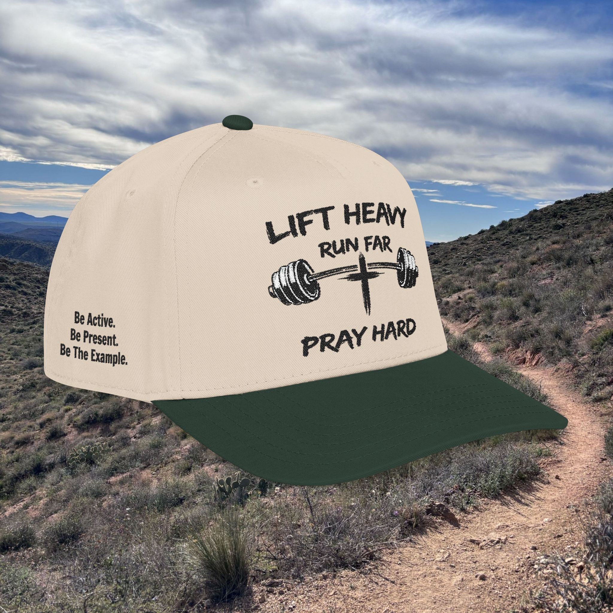 Lift Heavy, Run Far, Pray Hard Two-Tone Cap