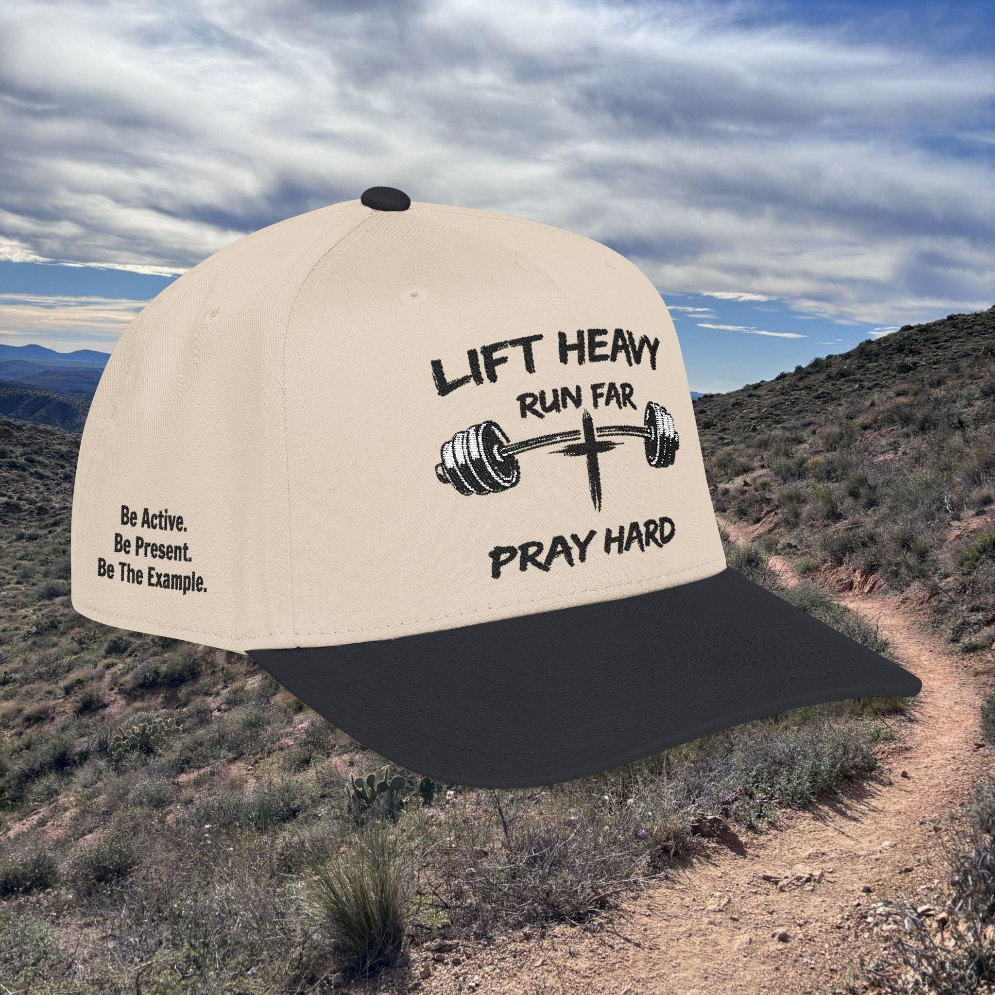 Lift Heavy, Run Far, Pray Hard Two-Tone Cap