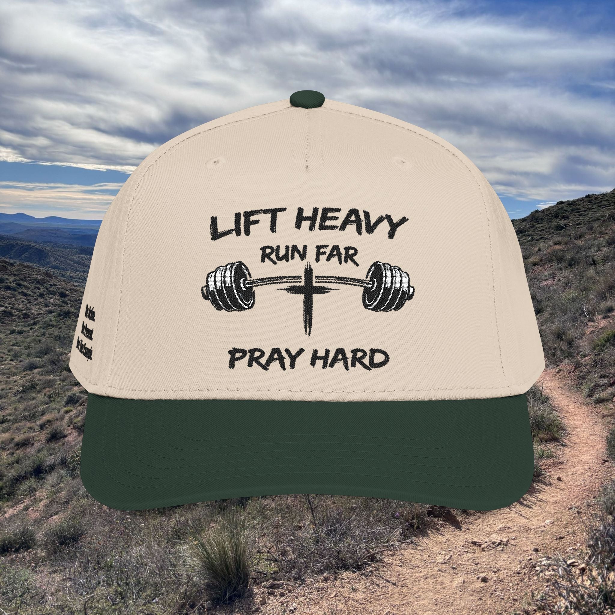 Lift Heavy, Run Far, Pray Hard Two-Tone Cap