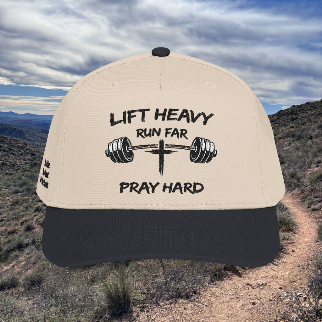 Lift Heavy, Run Far, Pray Hard Two-Tone Cap