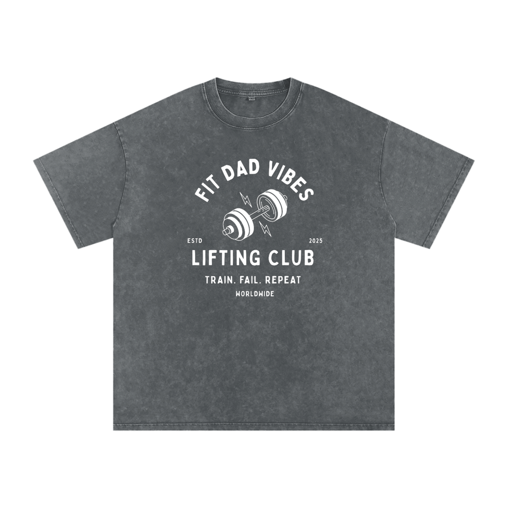 Fit Dad Vibes Lifting Club Oversized Snow Washed T-Shirt
