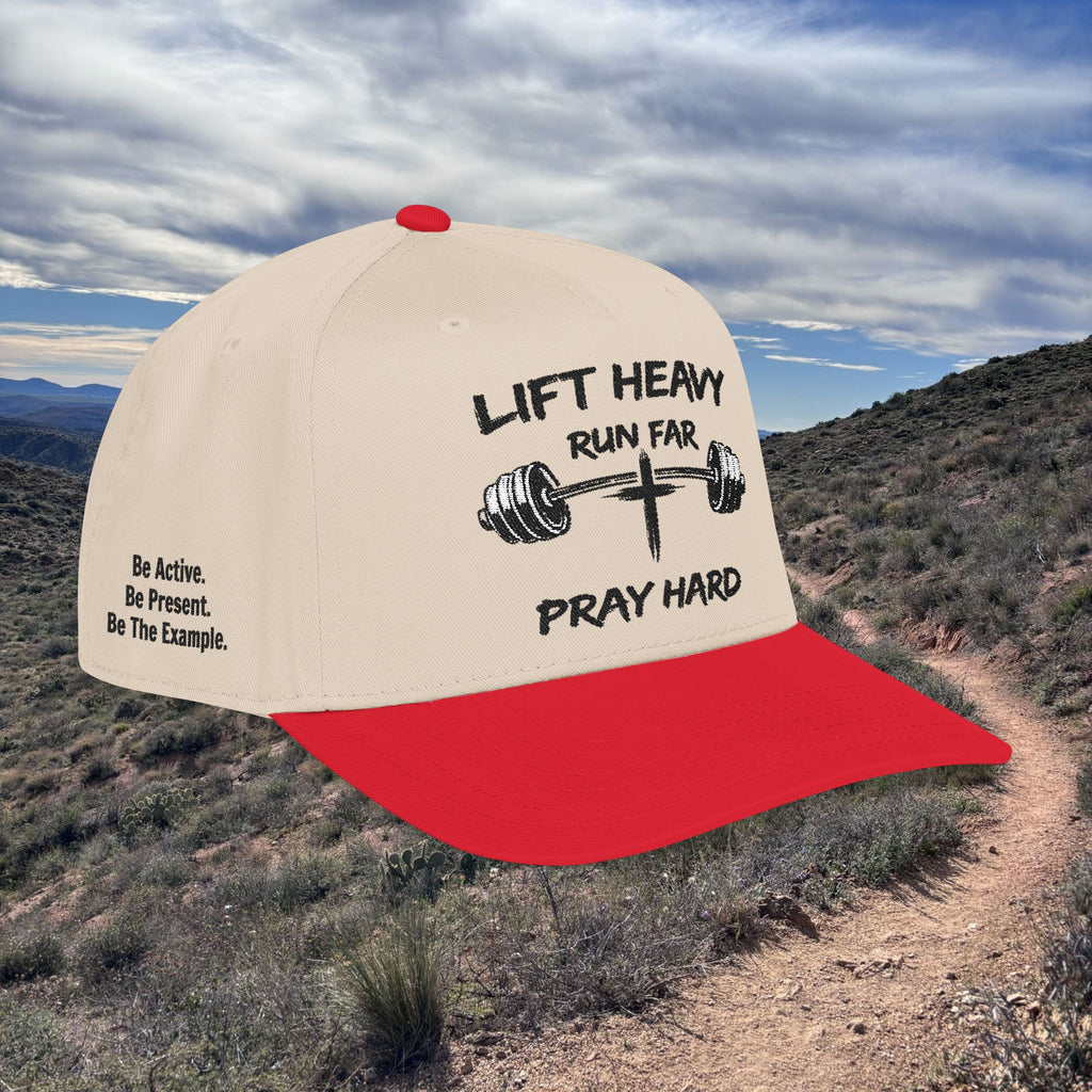 Lift Heavy, Run Far, Pray Hard Two-Tone Cap