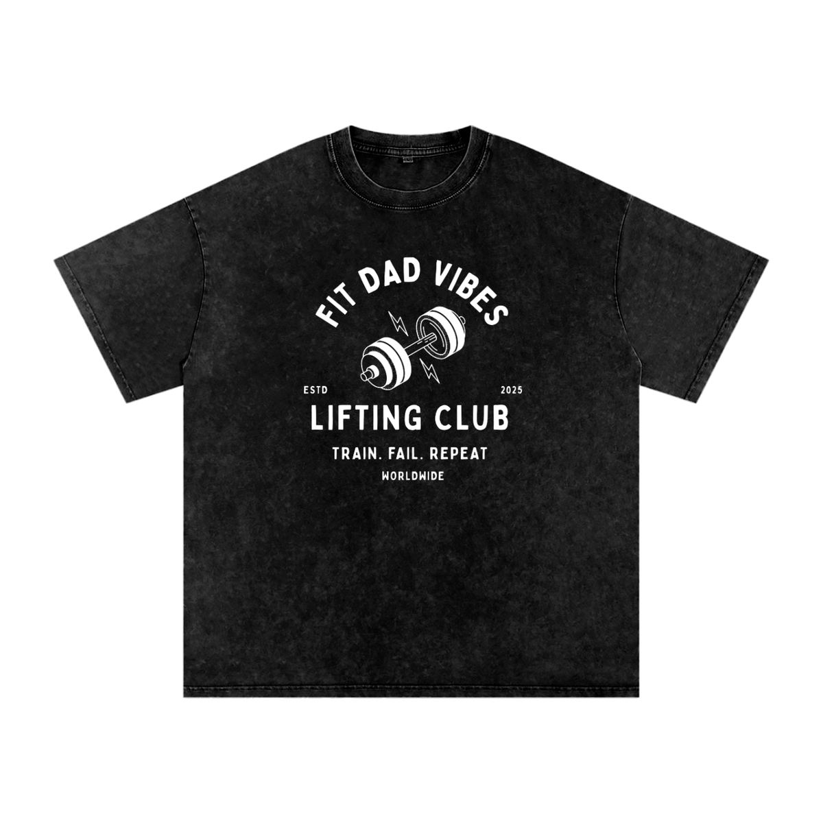 Fit Dad Vibes Lifting Club Oversized Snow Washed T-Shirt