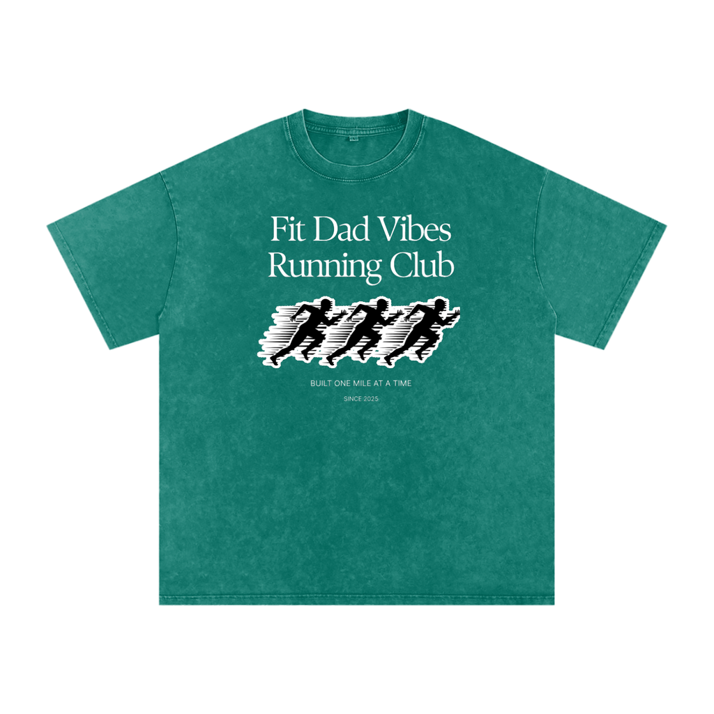 Fit Dad Vibes Running Club Oversized Snow Washed T-Shirt